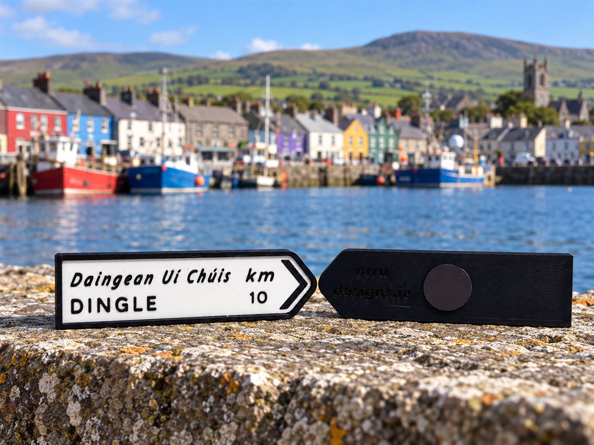 Dingle - Irish Road Sign | Fridge Magnets | Irish Souvenirs | 3D Printed | Kerry | Ireland