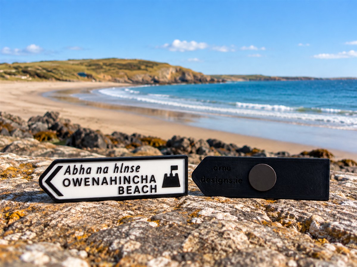 Owenahincha Beach (Beach Symbol) - Irish Road Sign | Fridge Magnets | Irish Souvenirs | 3D Printed | West Cork | Ireland