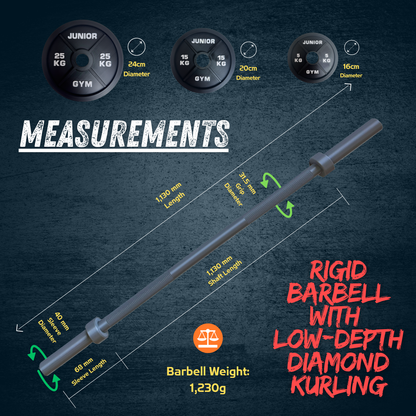 Junior Gym Barbell Set with Weight Plates | 3D-Printed | 2.4 kg Total Weight | Ages 3+