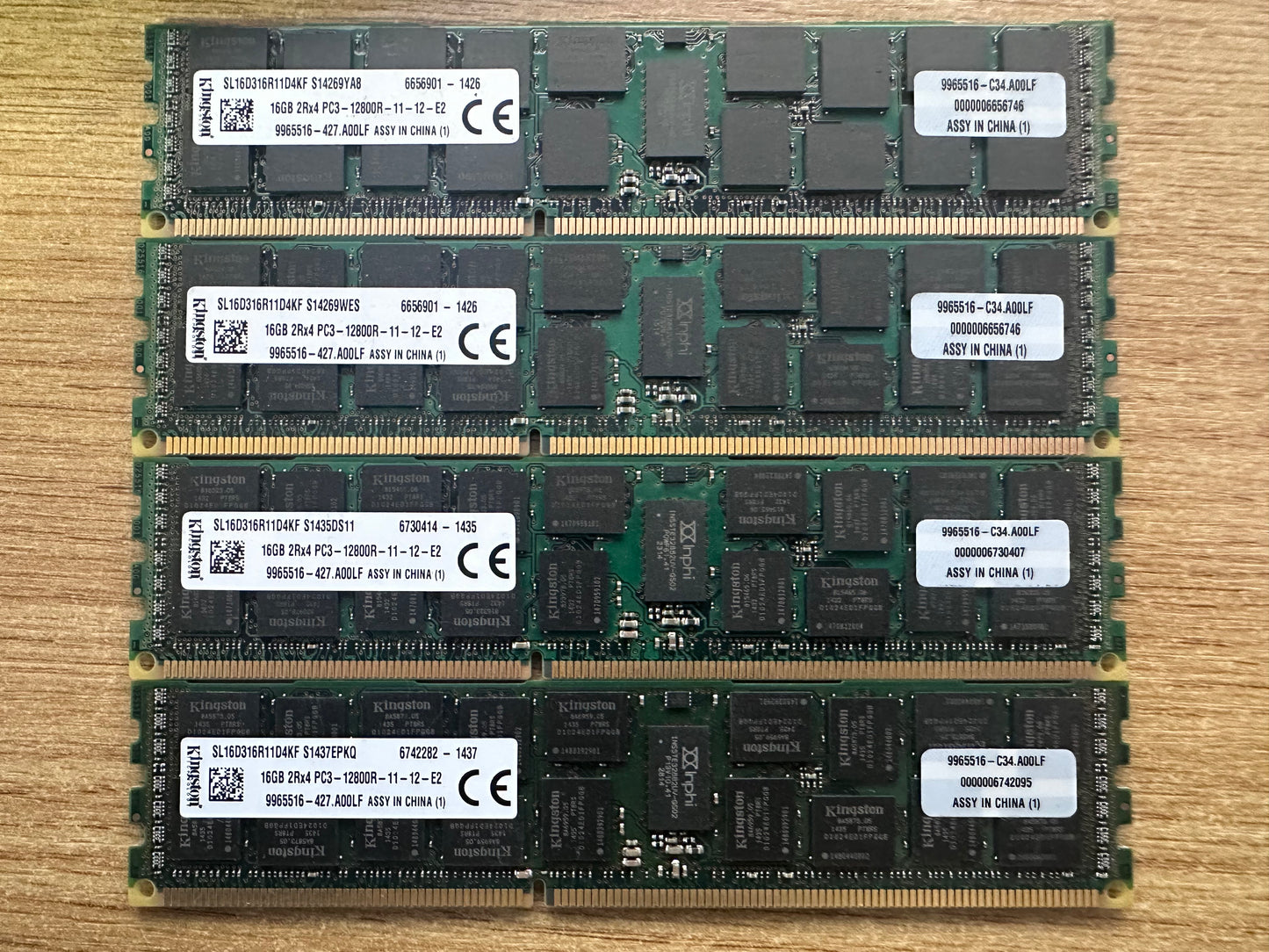 (Used) Kingston 64GB Server Ram 4x16GB
PC3-1280R