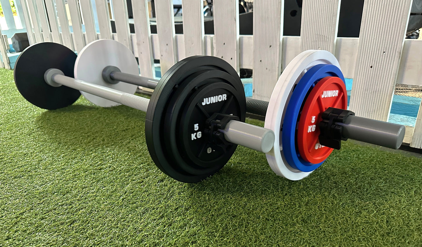 Junior Gym Barbell Set with Weight Plates | 3D-Printed | 2.4 kg Total Weight | Ages 3+