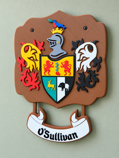 O’Sullivan Family Crest – 3D Printed Wall Plaque