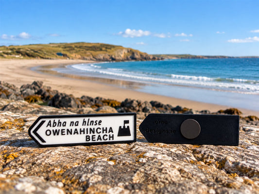 Owenahincha Beach (Beach Symbol) - Irish Road Sign | Fridge Magnets | Irish Souvenirs | 3D Printed | West Cork | Ireland
