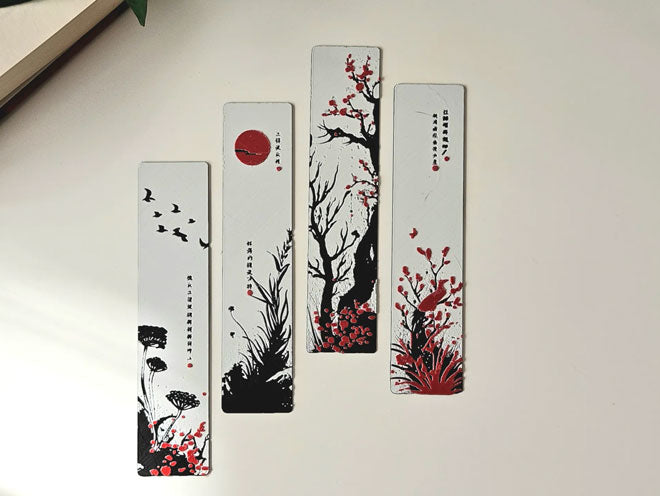 Red Blossom Bookmark Collection - Set of 4