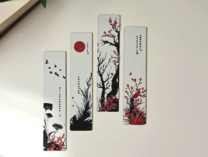 Red Blossom Bookmark Collection - Set of 4